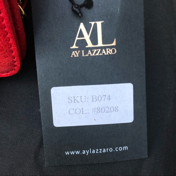 AY LAZZARO NWT — shoulder purse/bag-red leather - Picture 3 of 7